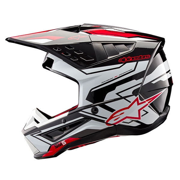 Black/Yellow Fluo/Bright Red Glossy product view, lightweight off‑road motorcycle helmet with ventilation and impact protection