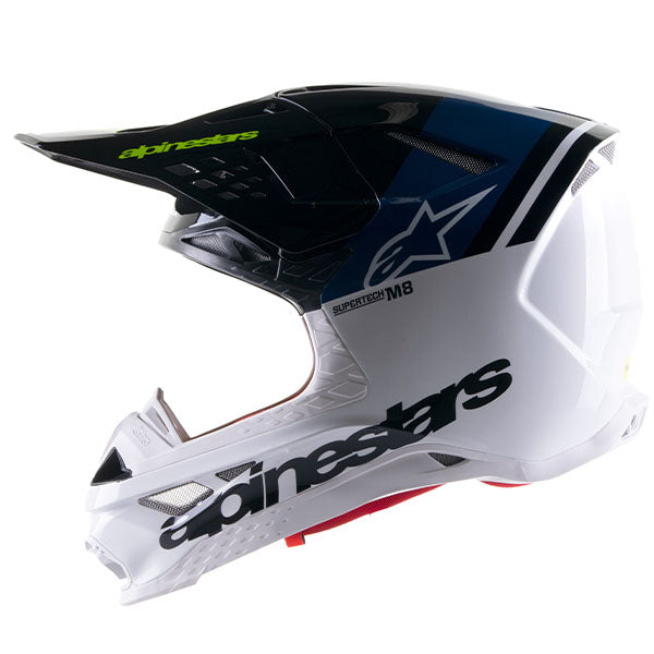 Black / White product view, lightweight off‑road motorcycle helmet with ventilation and impact protection