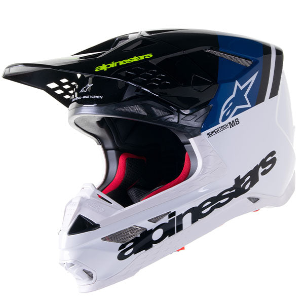 Black / White product view, lightweight off‑road motorcycle helmet with ventilation and impact protection