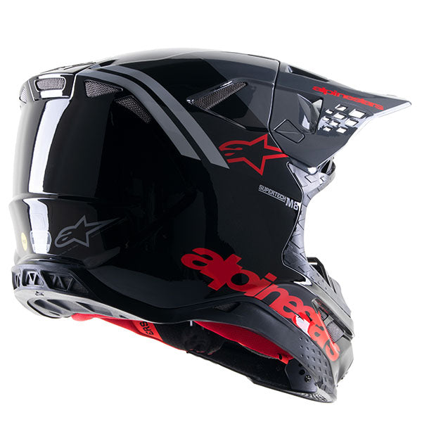 Black / Neon Red product view, lightweight off‑road motorcycle helmet with ventilation and impact protection