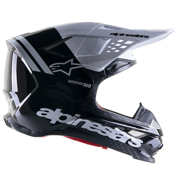 Bright Red / White product view, lightweight off‑road motorcycle helmet with ventilation and impact protection