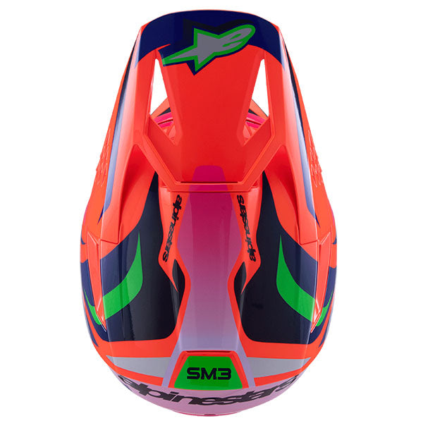 Orange/Purple/Pink product view, lightweight off‑road motorcycle helmet with ventilation and impact protection