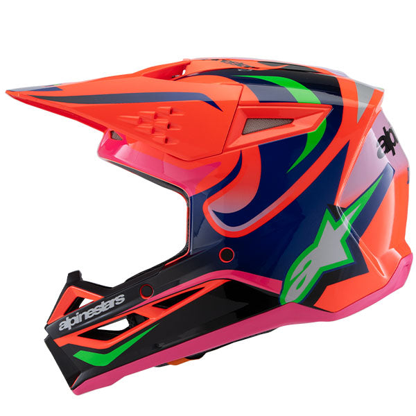 product view, lightweight off‑road motorcycle helmet with ventilation and impact protection