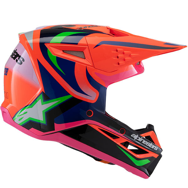 product view, lightweight off‑road motorcycle helmet with ventilation and impact protection