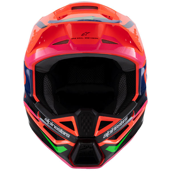 product view, lightweight off‑road motorcycle helmet with ventilation and impact protection