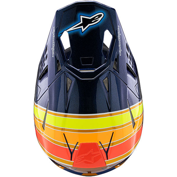 Dark Blue/Orange/Yellow/Red product view, lightweight off‑road motorcycle helmet with ventilation and impact protection