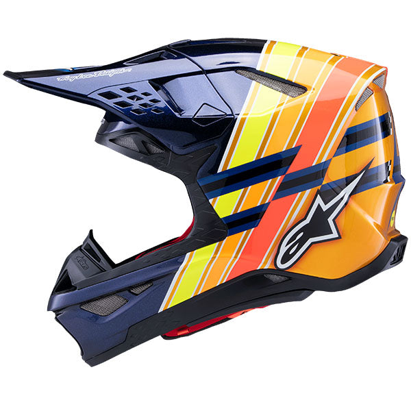 Dark Blue/Orange/Yellow/Red product view, lightweight off‑road motorcycle helmet with ventilation and impact protection