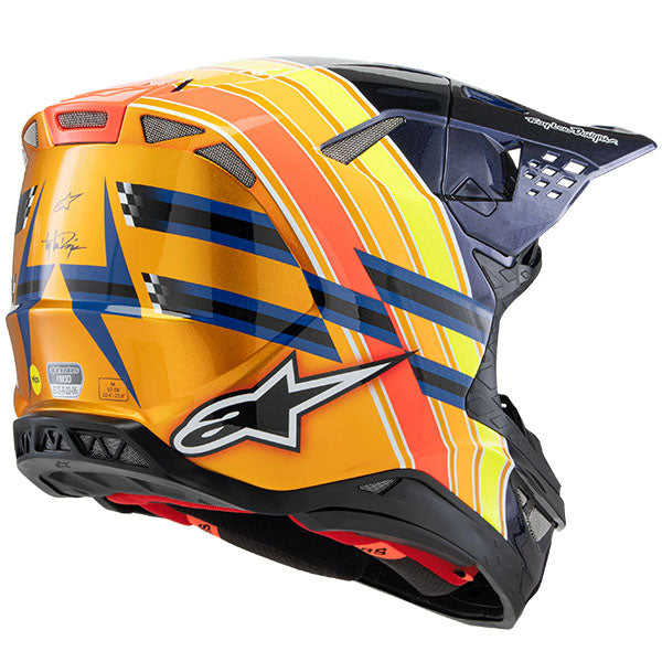 Dark Blue/Orange/Yellow/Red product view, lightweight off‑road motorcycle helmet with ventilation and impact protection