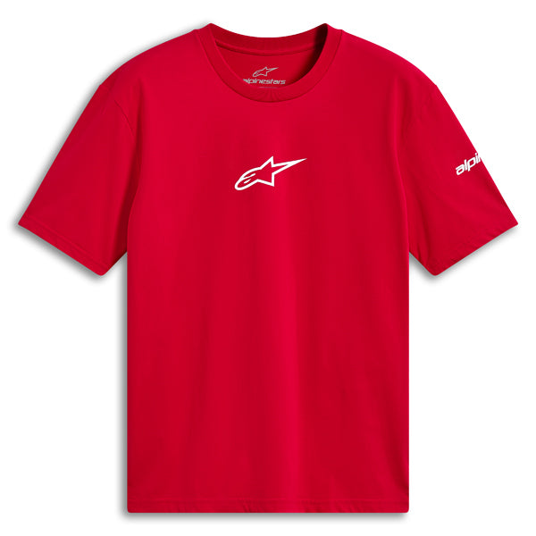Studio photo on a white background of Alpinestars Frontal CSF Tee; showing tee fit, printed graphics, and crew neckline; SKU 482-76405S; Sizes: S-2XL