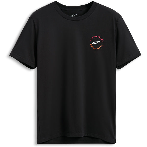 Professional studio photo of Alpinestars True CSF Tee; showing tee fit, printed graphics, and crew neckline; SKU 482-76392S; Colors: Black, Charcoal