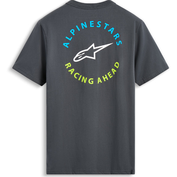 Crisp studio image on a white background of Alpinestars True CSF Tee; showing tee fit, printed graphics, and crew neckline; SKU 482-76392S; Sizes: S-2XL