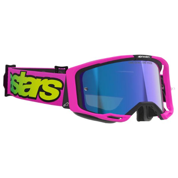 26013941, Alpinestars, Vision 8 Vista Goggles, Pink Fluo/Yellow Fluo, Mirror Blue product photo