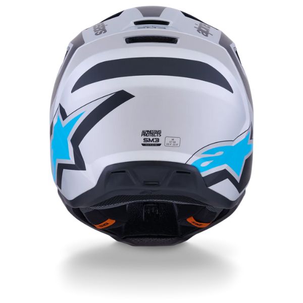 Silver/Blue/Black Matte product view, lightweight off‑road motorcycle helmet with ventilation and impact protection