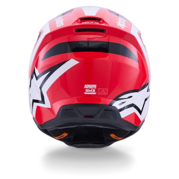 Red/White/Black Glossy product view, lightweight off‑road motorcycle helmet with ventilation and impact protection