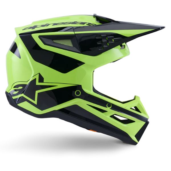 product view, lightweight off‑road motorcycle helmet with ventilation and impact protection
