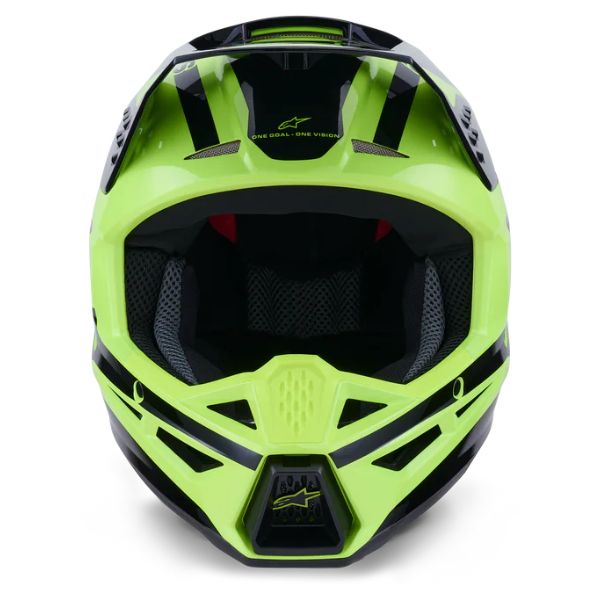 product view, lightweight off‑road motorcycle helmet with ventilation and impact protection