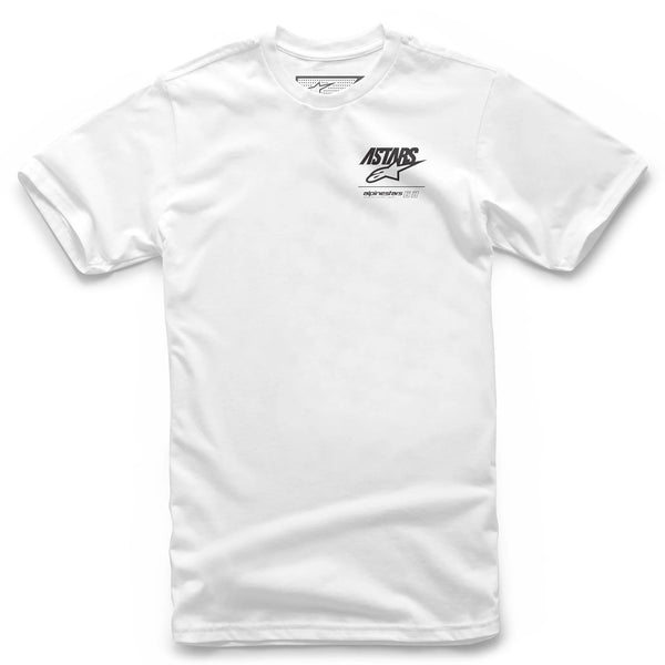 Crisp studio image on a white background of Alpinestars Back Mix T-Shirt; showing tee fit, printed graphics, and crew neckline; SKU 303020796