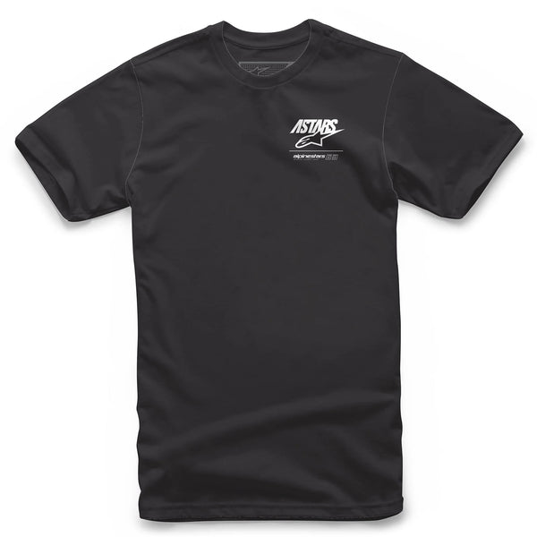 Studio photo on a white background of Alpinestars Back Mix T-Shirt; showing tee fit, printed graphics, and crew neckline; SKU 303020796; Sizes: M-2XL