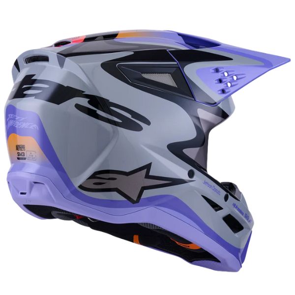 01111698, Alpinestars, S-M3 Jettson Helmet (Youth), Gray/Purple/Black Glossy, Sizes Y-SM, Y-MD, Y-LG product photo