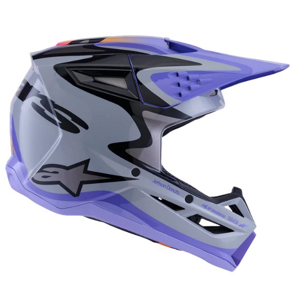 482-00194X, Alpinestars, S-M3 Jettson Helmet, Gray/Purple/Black Glossy, Sizes XS, SM, MD, LG, XL product photo