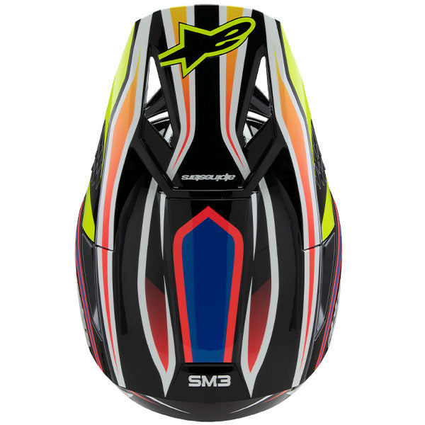 Blue/Red/White/Black product view, lightweight off‑road motorcycle helmet with ventilation and impact protection