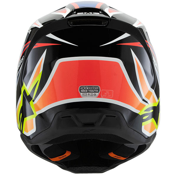 Black/Yellow/Blue/Red product view, lightweight off‑road motorcycle helmet with ventilation and impact protection