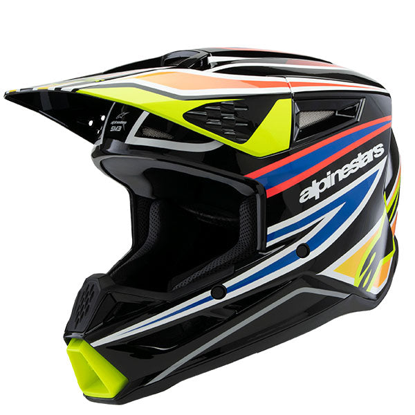 product view, lightweight off‑road motorcycle helmet with ventilation and impact protection