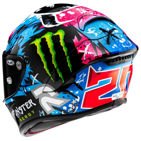 studio product photo of HJC, sizes SM, MD, LG, XL for motorcycle helmet, street bike, full-face helmet, and powersports use.