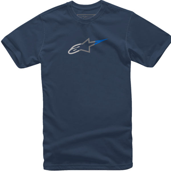 Professional studio photo of Alpinestars Ageless Rake T-Shirt; showing tee fit, printed graphics, and crew neckline; SKU 3030232; Sizes: M-2XL