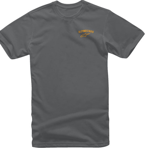 Professional studio photo of Alpinestars Speedway T-Shirt; showing tee fit, printed graphics, and crew neckline; SKU 303023230; Sizes: M-2XL