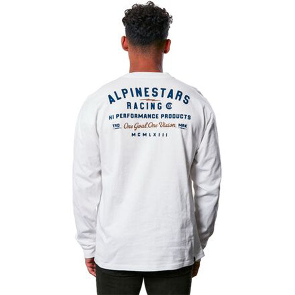 Crisp studio image on a white background of Alpinestars REP Long-Sleeve T-Shirt; showing tee fit, printed graphics, and crew neckline; SKU 3030233