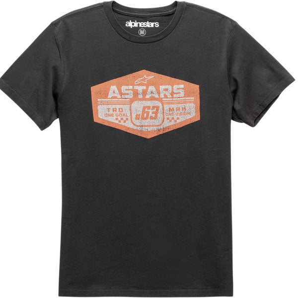 Crisp studio image on a white background of Alpinestars Gripper Tee; showing tee fit, printed graphics, and crew neckline; SKU 3030203; Sizes: M-2XL