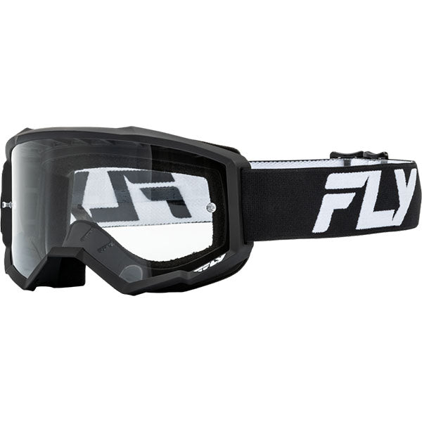 Product image of BTO Sports Fly Racing mx24 sp focus clear lens goggle 37 51152 motocross goggles showing frame design, lens style, and colorway
