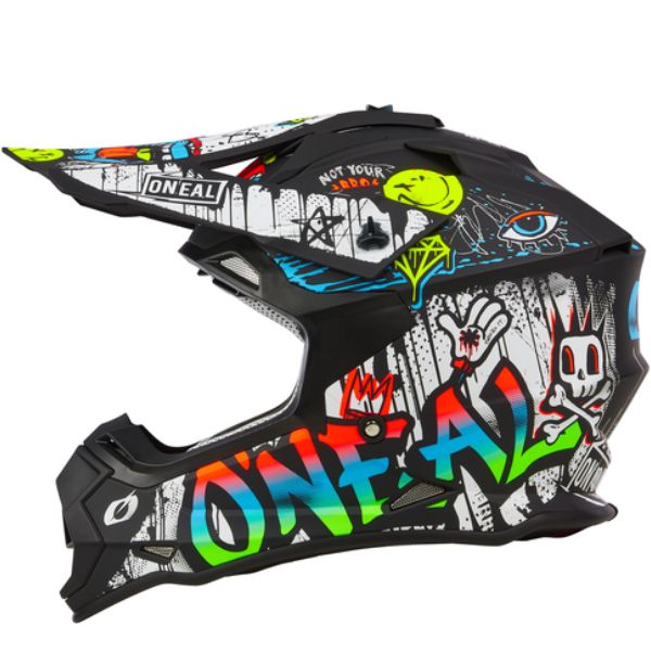 Detailed studio photograph of O'Neal, 2 Series Rancid V.24 Helmet, SKU 0200-076, color options Black/White, sizes XS–2X