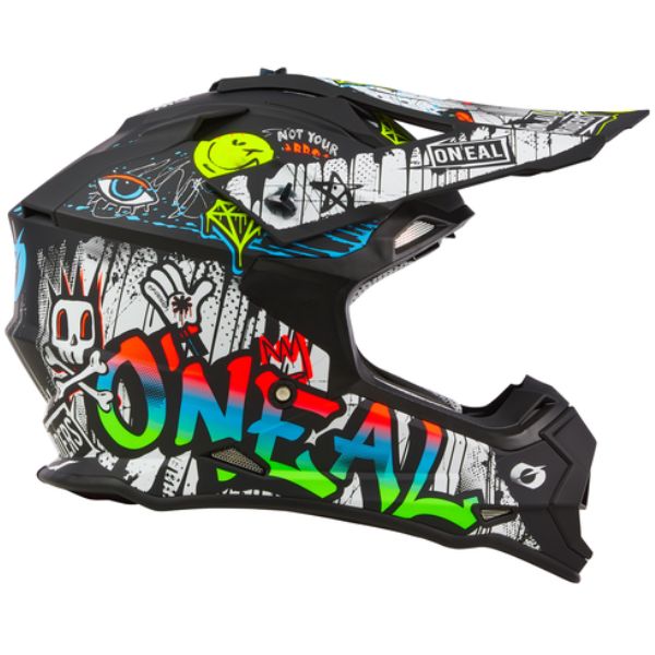 Studio image highlighting O'Neal, 2 Series Rancid V.24 Helmet (Youth), color options Black/White, sizes Y-SM, Y-MD, Y-LG