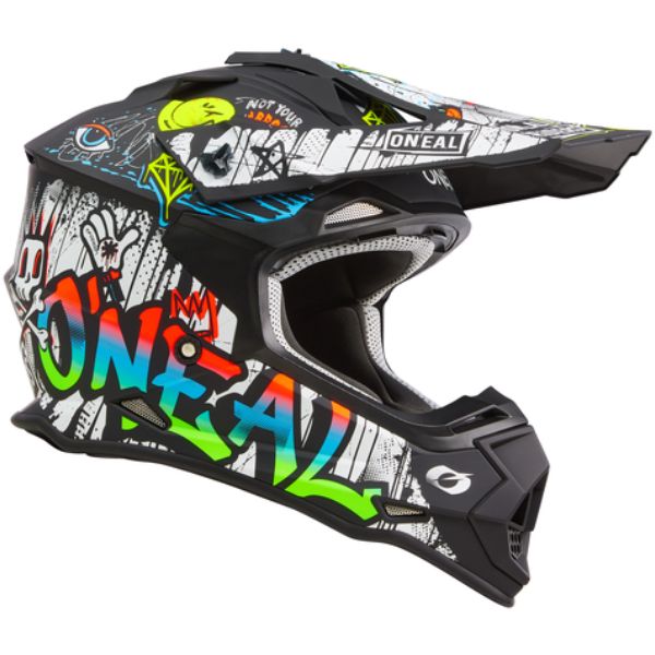 Catalog studio image of O'Neal, 2 Series Rancid V.24 Helmet, SKU 0200-074, color options Black/White, sizes XS–2X