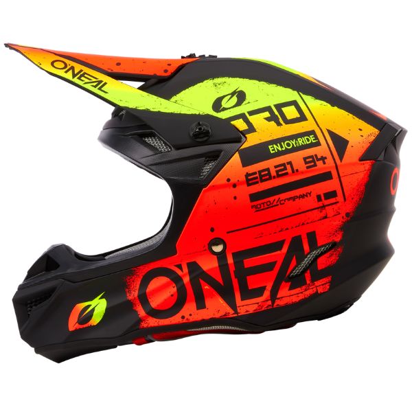 Detailed studio photograph of O'Neal, 5 Series Scarz V.24 Helmet, SKU 0628-062, color options Black/White, Black/Red, sizes XS–2X
