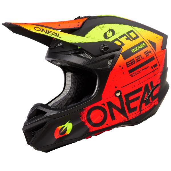 Studio image on a white background of O'Neal, 5 Series Scarz V.24 Helmet, SKU 0628-064, color options Black/White, Black/Red, sizes XS–2X