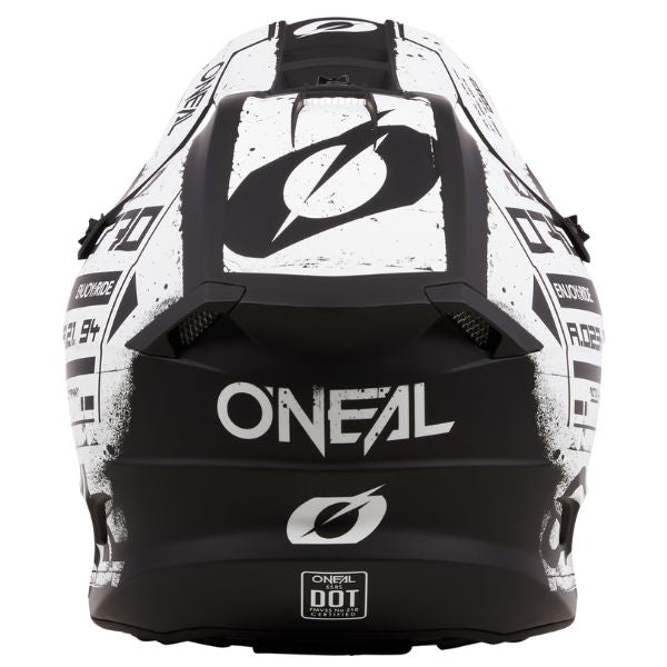 High-resolution studio image of O'Neal, 5 Series Scarz V.24 Helmet, SKU 0628-054, color options Black/White, Black/Red, sizes XS–2X