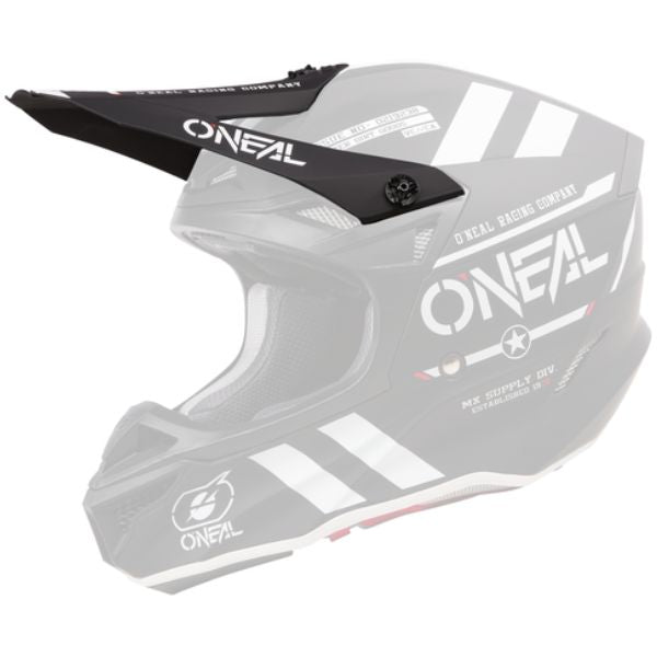 Studio image highlighting O'Neal, 5 Series Warhawk visor, Helmet Visor, SKU 0628-080, color options Black, Red