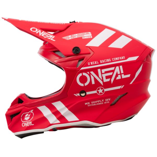 Clean studio photo on a white background of O'Neal, 5 Series Warhawk V.24 Helmet, SKU 0628-083, color options Black, Red, sizes XS–2X
