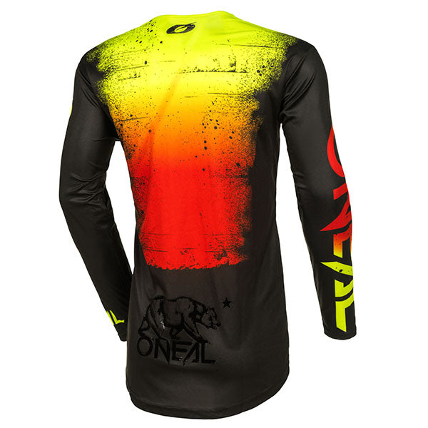 Studio image highlighting O'Neal, Mayhem Scarz V.24 Jersey, SKU M005-253, color options Black/Red, Blue/Black, sizes XL–2X