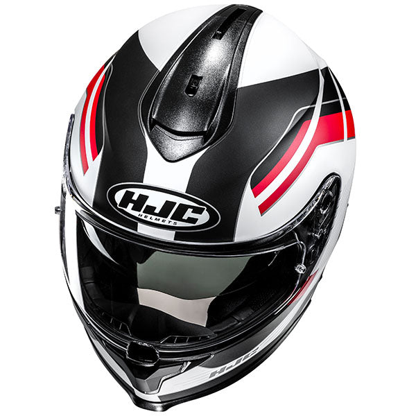 top view of HJC SKU 877180806, sizes XS, SM, MD, LG, XL for motorcycle helmet, street bike, full-face helmet, and powersports use.
