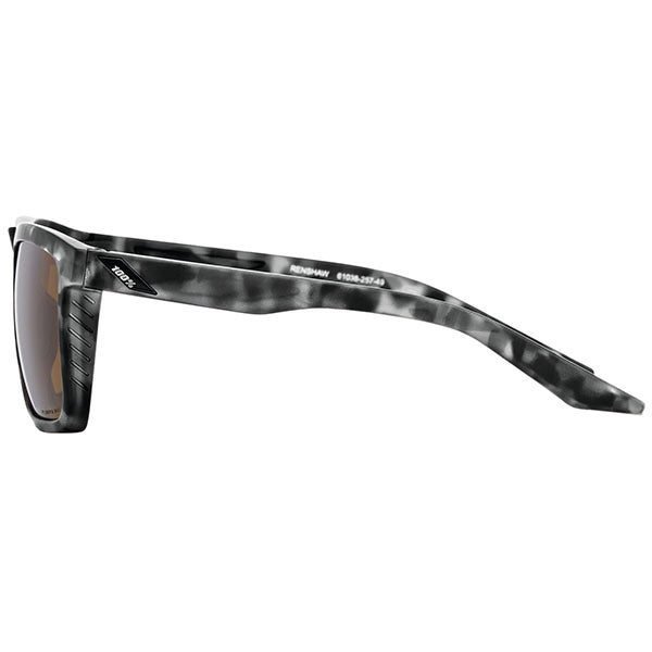 Studio photo of 100%, Renshaw Sunglasses, color Matte Black Havana w/ Bronze Lens