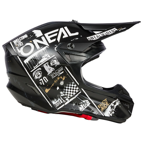 Catalog studio image of O'Neal, 5 Series Attack V.23 Helmet, SKU 0628-172, color options Black/Neon, Black/White, sizes XS–2X