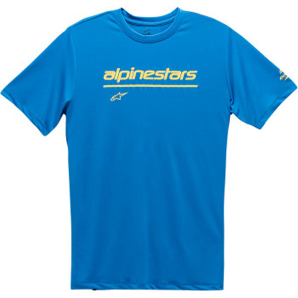 Studio photo on a white background of Alpinestars Tech Line Up Performance T-Shirt; showing tee fit, printed graphics, and crew neckline; SKU 3030203