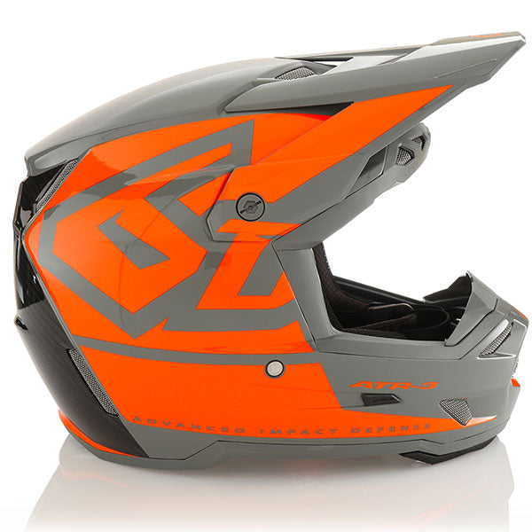 6D helmet orange product view — with ODS impact management for angular and linear energy, ventilated and lightweight, SKU 13-0105.