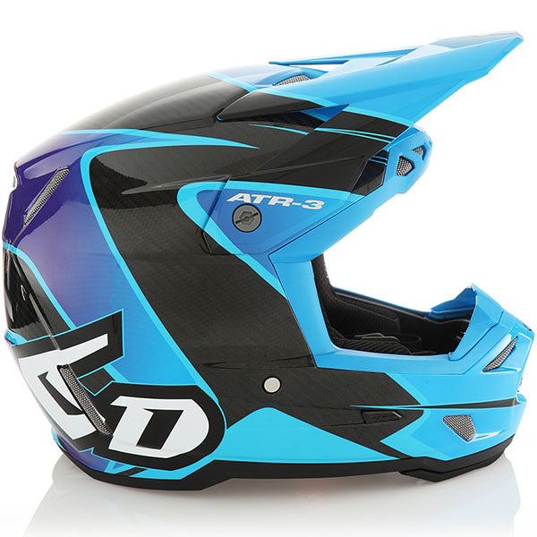 6D helmet blue purple product view — with ODS impact management for angular and linear energy, ventilated and lightweight, SKU 16-0201.
