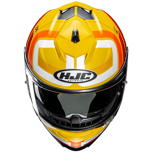 top view of HJC SKU 815162105, sizes XS, SM, MD, LG, XL for motorcycle helmet, street bike, full-face helmet, and powersports use.