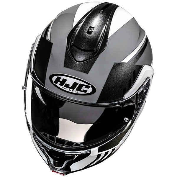 top view of HJC SKU 847140504, sizes XS, SM, MD, LG, XL for motorcycle helmet, street bike, full-face helmet, and powersports use.